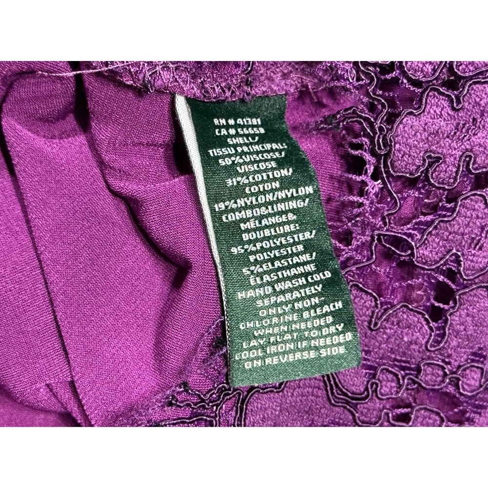 Lauren Ralph Lauren Sheath Dress Womens 4 Petite Purple Lace Scalloped Hem UEC - Picture 12 of 12